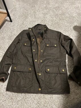 J. Crew Olive Green Field Jacket with Brass Buttons